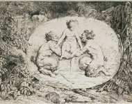 Fragonard Jean-Honore Nymph and Two Satyrs  - Hermitage